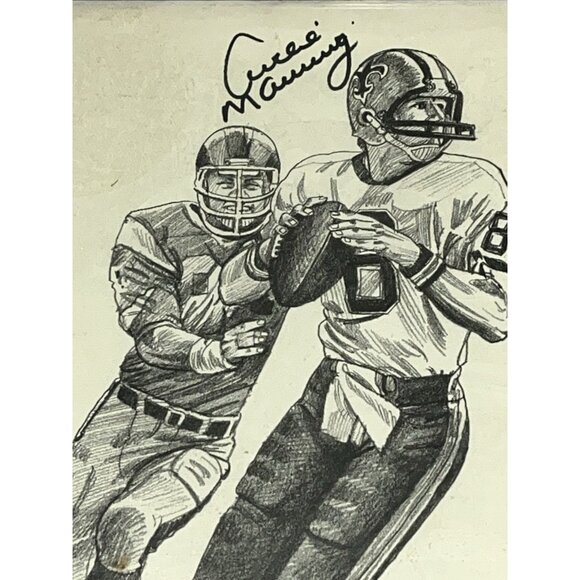 Vtg 1981 Archie Manning Autographed New Orleans Saints Framed Sharpie Signed - Picture 2 of 15